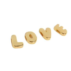 Gold metal LOVE letter charms pendant for DIY jewelry making, necklace bracelet accessories.