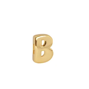 Gold puffy letter B pendant smooth metal charm for DIY handmade necklace jewelry making main