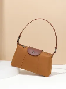 Braune Nylon Umhängetasche Retro unterarm Baguette Tasche stylische Damentasche