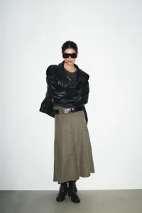 Black faux leather jacket women street style autumn fashion cool biker outerwear detail view