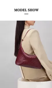 Bolso de hombro de cuero tejido a mano elegante bolso hobo para mujer estilo de moda