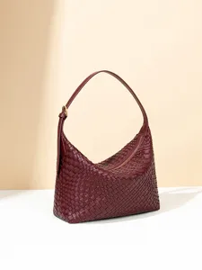 Bolso de hombro de cuero tejido para mujer elegante estilo hobo bolso casual chic