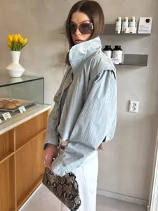Mujer chaqueta corta casual cortavientos cuello alto suelta prenda exterior moda de estilo