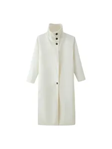 Damen Winter Wollmantel Langer Trenchcoat Revers Einreihig Elegant Pendler Oberbekleidung Jacke