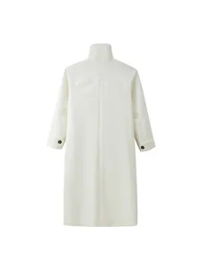 Damen Winter langer weißer Wollmantel eleganter Revers einreihiger Mantel Mode neu