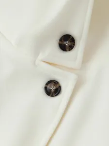 Damen Klassischer Revers Wollmantel Einreiher Schildpatt Knopf Detailansicht Vorderseite