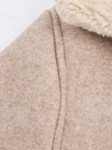 Women casual lapel wool blend jacket winter warm cozy outerwear fashion chic stylish top
