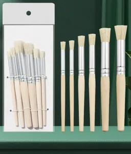 6-teiliges Borstenpinsel-Set mit Holzgriffen, perfekt für Acryl- und Aquarellmalerei.
