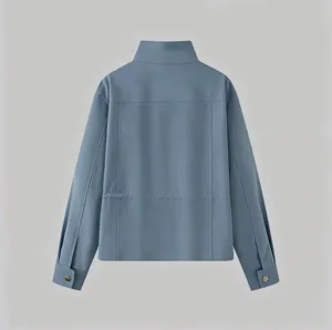 Veste décontractée pour femme col montant avec cordon de serrage style rétro élégant