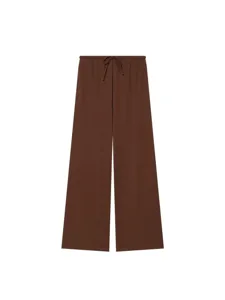 Women's brown summer casual drawstring high waist wide leg pants main product view