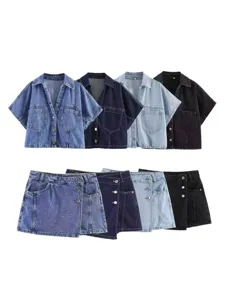 Gynaikeio Galliko Vintatz Laimokopsi V Kontomanikito Tzin Poukamiso Top Kai Asymmetri Fousta Set Casual Set Dio Temaxion