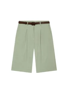 Summer new women's minimalist pleated high-waisted shorts with belt for chic daily wear.