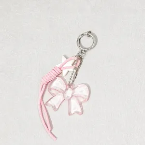 Style ins nœud rose lanière de téléphone bricolage courte anti-perte accessoire mignon