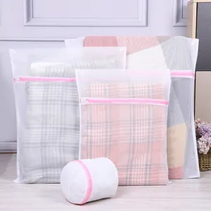 Set de sacs à linge en filet avec fermeture éclair, sacs de lavage durables.