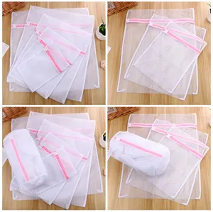 Lot de sacs a linge en filet pour machine a laver vetements delicats blancs pratiques