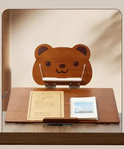 Wooden bear reading stand desktop adjustable book holder for students study kids office desk decor
