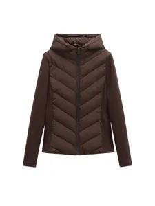 Women's slim lightweight hooded puffer jacket stylish quilted zip outerwear winter coat