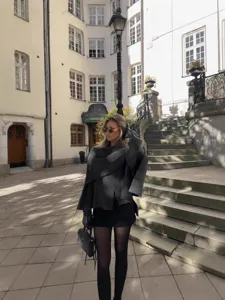 Women fall winter asymmetric scarf knit coat outerwear chic European style elegant daily wear