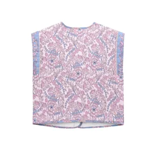 Women vintage floral print quilted vest sleeveless outerwear autumn ethnic style casual jacket top