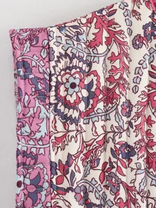 Close-up of quilted floral print fabric for women's vintage ethnic style vest outerwear.