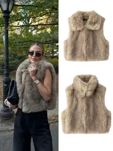 Stylish Women's Faux Fur Short Vest Winter Warm Street Style Fluffy Casual Outerwear