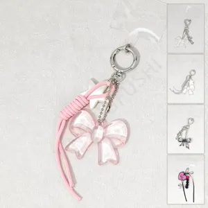 DIY pendentif de téléphone nœud rose fait main joli bracelet court anti-perte pour femmes