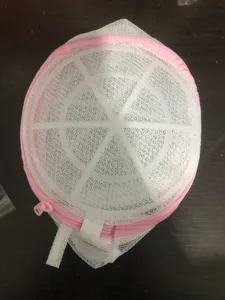 Round bra laundry bag with support frame, fine mesh wash bag for delicate lingerie items.