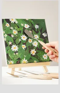 Juego de espátulas de artista de acero inoxidable con mango de madera para pintura al óleo