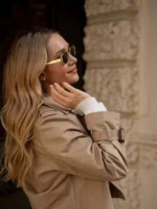 Womens short trench coat autumn double breasted casual stylish outerwear jacket apparel