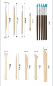 Juego de herramientas de escultura de arcilla de cerámica mango de madera kit