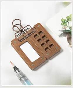 Houten mini zak-aquarelverf paletdoos voor reizen, draagbaar kunstschildergereedschap.