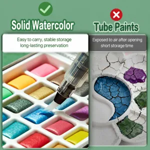 Draagbare vaste aquarelverf set met waterborstel voor kunstschilderen en hobbyknutsel.
