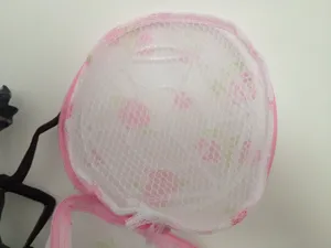 Fine mesh floral print bra laundry bag, durable washing machine mesh bag for underwear.