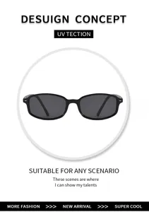 Gafas de sol cuadradas estrechas de moda para hombre y mujer, montura negra protección UV.