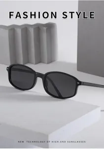 Gafas de sol negras cuadradas y estrechas para hombres y mujeres, protección solar.