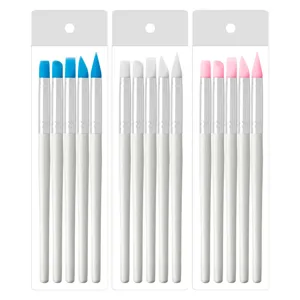 Set di 5 pennelli per unghie in silicone per intaglio, modellazione e applicazione polvere.