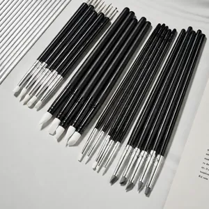 Set di Penne in Silicone per Nail Art Pennelli per Scultura Morbida Manico in Plastica Doppia Testa Strumenti per Manicure Fai da Te