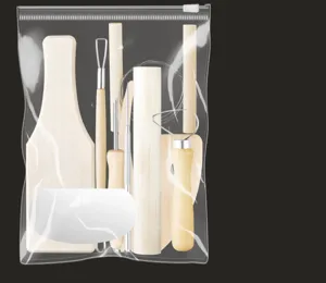 10-piece pottery clay sculpting tool set with wooden handles for DIY art and pottery crafting.