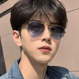 Retro Metal Double Bridge Aviator Sunglasses Gradient PC Lens UV400 Protection Eyewear For Men Women Daily Outdoor Driving Fashion Glasses