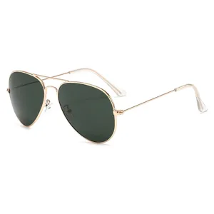 Vintage double-bridge aviator sunglasses with classic metal frame and UV protection lenses.