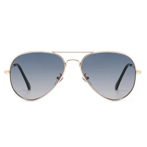 Vintage double bridge aviator sunglasses with gradient lenses for trendy UV protection.
