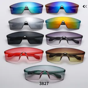 Oversized shield sports sunglasses for outdoor cycling, UV400 windproof protective eyewear.