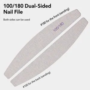 Professional double sided nail file 100/180 grit curved manicure polishing tool for salon.