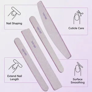 Professional double sided nail files 100 180 grit manicure shaping tools for salon and home use