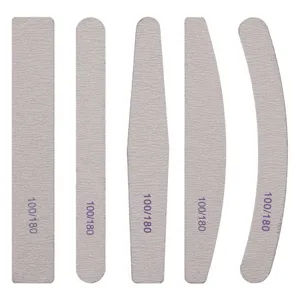 Professional 100/180 grit double-sided nail files set, multi-shape sand files for manicure.