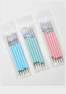 Silicone nail art carving pen dotting tool set dual ended polymer clay sculpting brushes