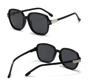 Gafas de sol cuadradas vintage negras para mujer hombre moda elegante decoración metal
