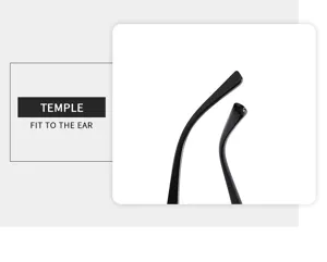 Vista detallada de las patillas de gafas de sol con diseño ergonómico y ajuste cómodo para uso diario.