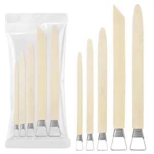 Professional Pottery Clay Sculpting Tools Wooden Handle Metal Toothed Scraper Carving Knife Set for Art Craft Modeling