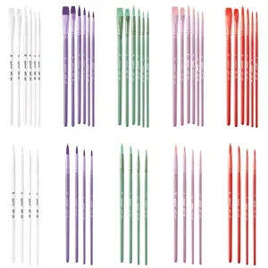 Ensemble de Pinceaux d'Art Couleur Morandi Poils en Nylon Ligne Fine Pinceaux Peinture Aquarelle Huile